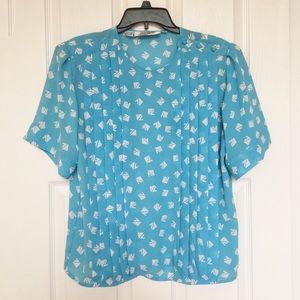Vintage-Josephine Sheer Blouse-Sky Blue-Size L